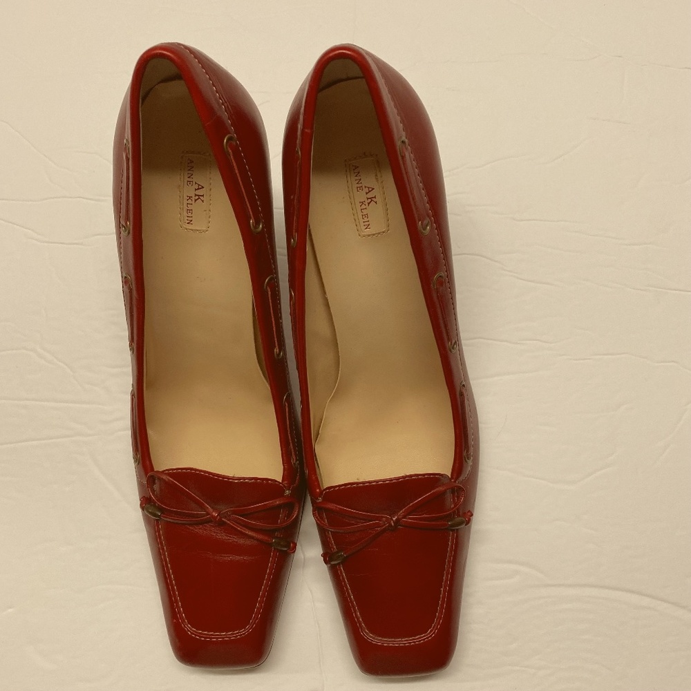 Ann Klein Women's Red Leather Heels Size 8
